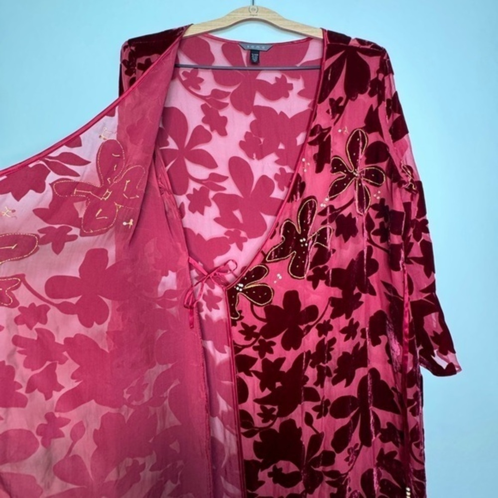Soma Women's Silk Blend Red Wine Velvet Robe- Sz 0/1‎ (Small) - Picture 8 of 12